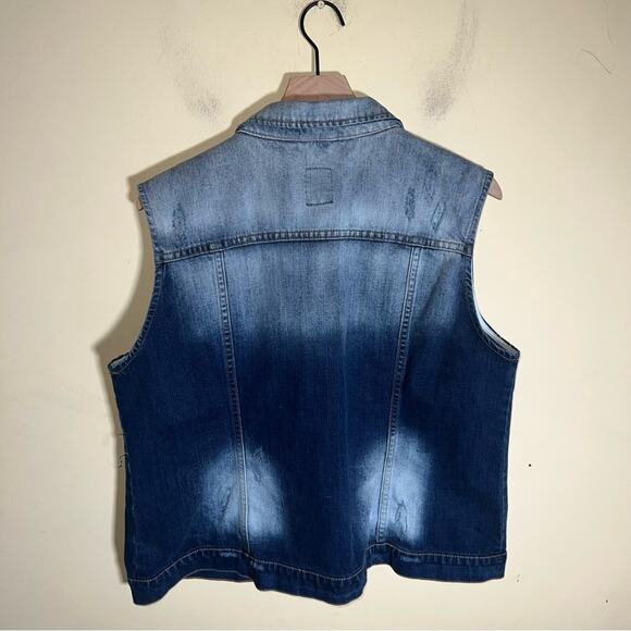 HARLEY DAVIDSON denim faded button down vest 2X - Picture 4 of 4